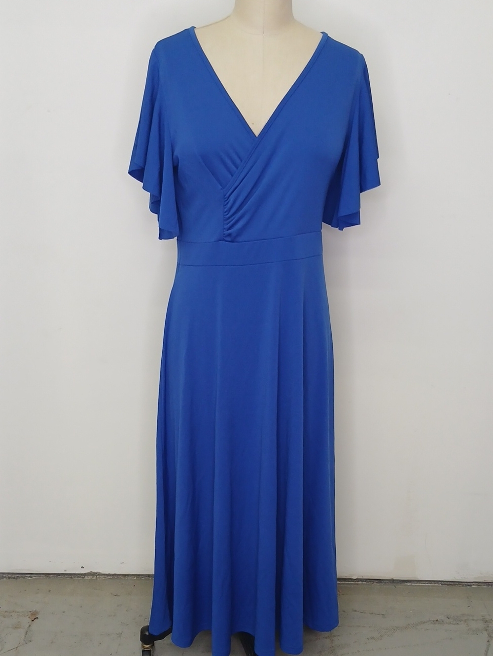 Lyaner Blue Flutter Sleeve Maxi Dress / XL